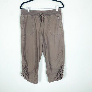 VTG Y2K Gap Women's 8 Brown Cotton Cargo Capri Pants Gathered‎ Ankle